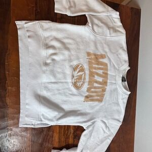 chicka-d Mizzou Missouri Tigers White Corded Pullover Sweatshirt Womens Small